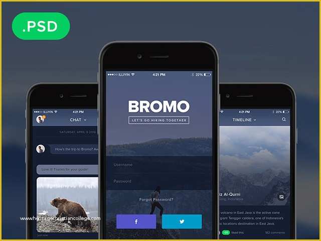 Free App Design Templates Of Bromo social Mobile App Template Freebiesbug