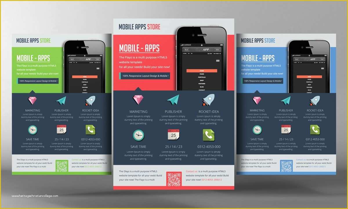 Free App Flyer Template Of Mobile Apps Flyer Template Flyer Templates Creative Market