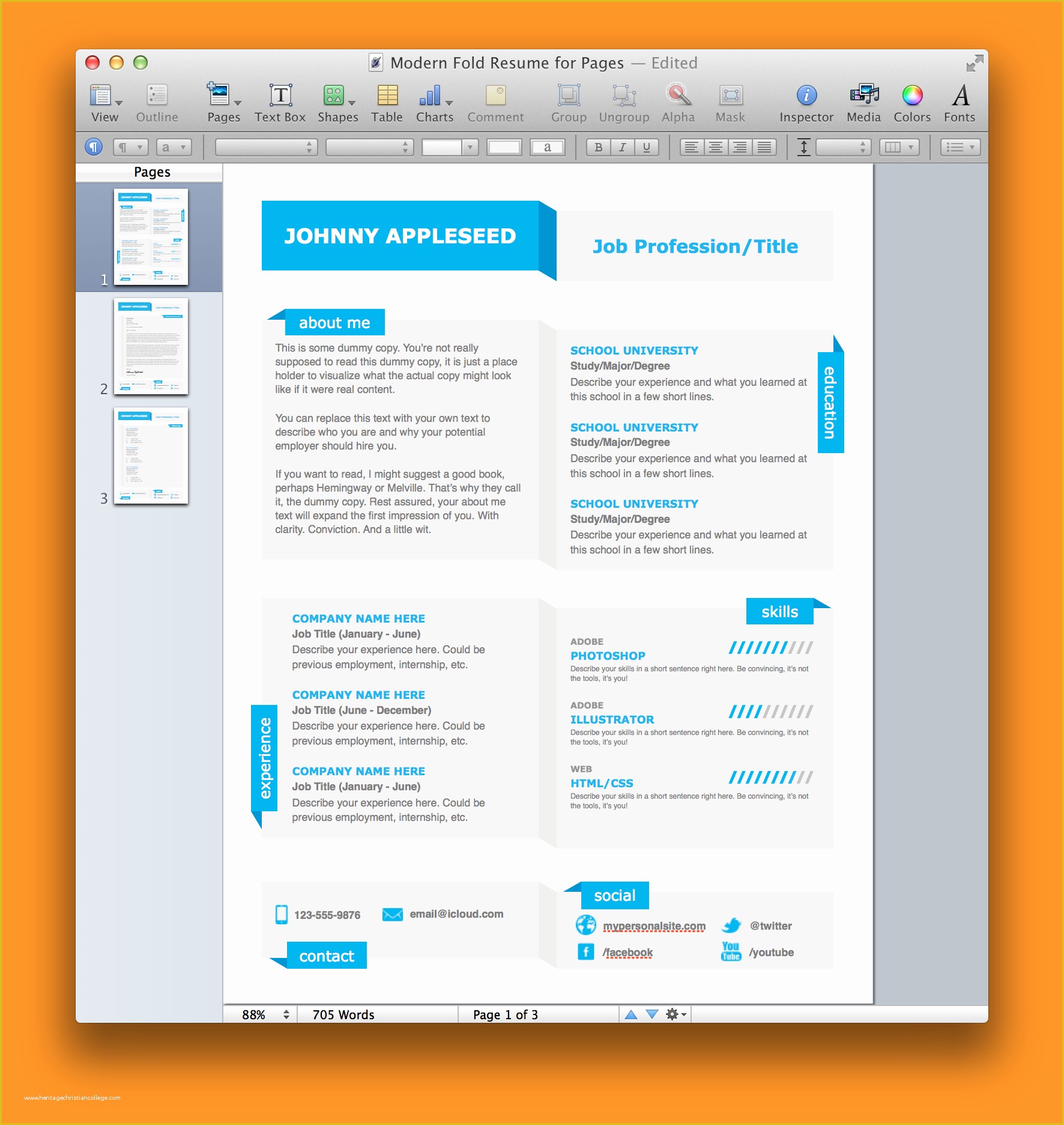 Free Apple Pages Templates Of Resume Templates for Mac Pages Free