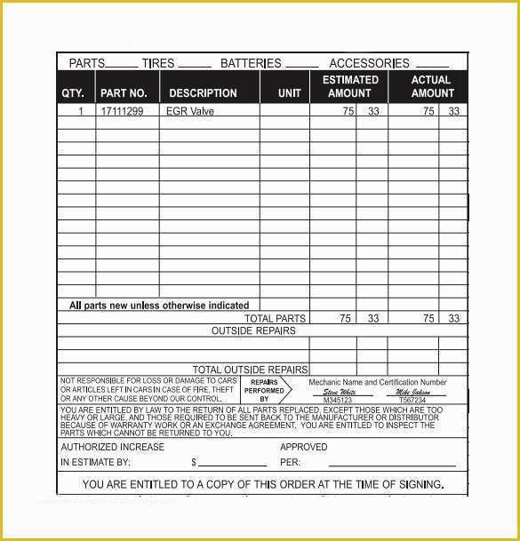 Free Appliance Repair Invoice Template Of 12 Sample Auto Repair Invoice Templates to Download