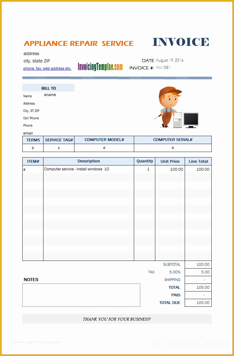 Free Appliance Repair Invoice Template Of 6 Self Bill Invoice Template
