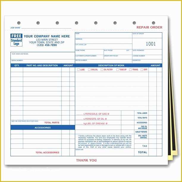 Free Appliance Repair Invoice Template Of Auto Repair Invoice Work orders Receipt Printing