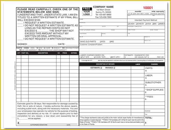 Free Appliance Repair Invoice Template Of Florida Approved Auto form