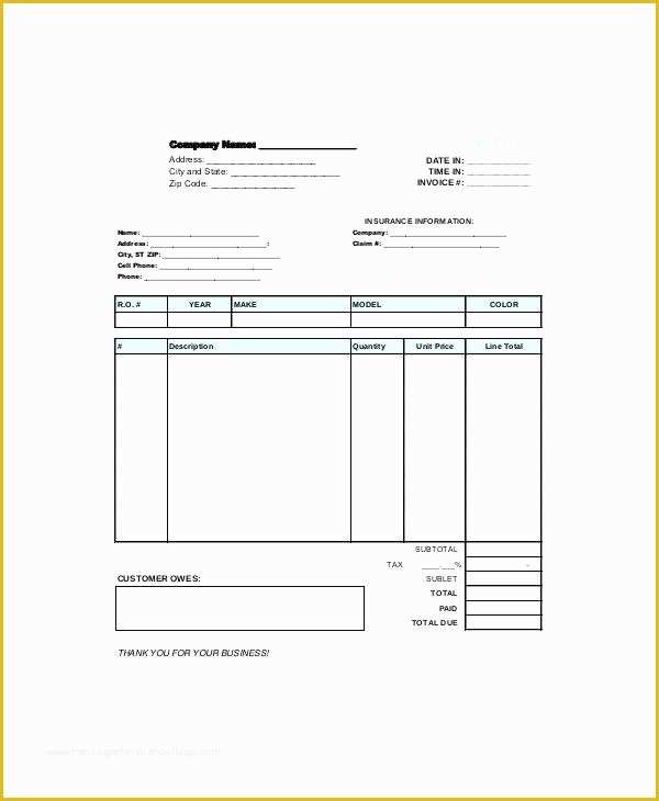 Free Appliance Repair Invoice Template Of Mechanic Bill Template