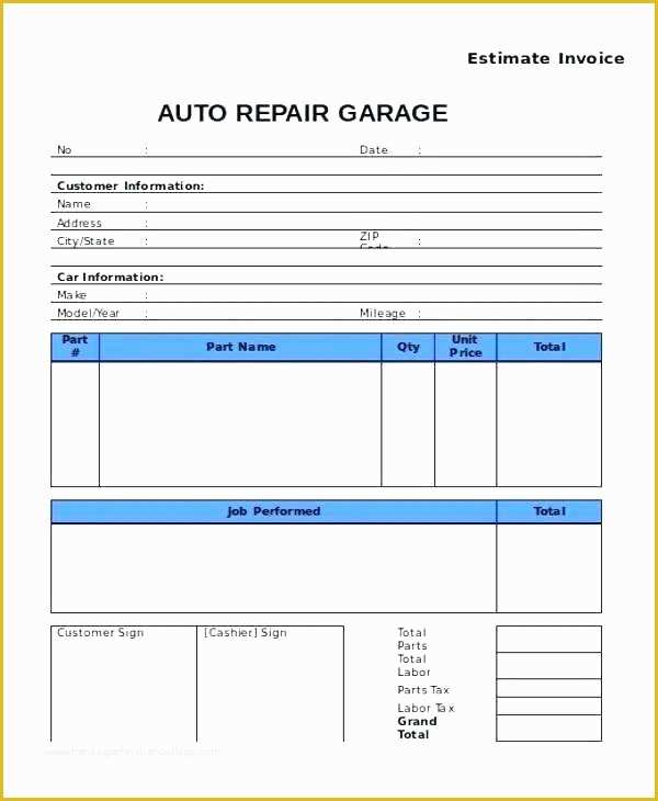 Free Appliance Repair Invoice Template Of Mechanic Invoice software Repair Invoice software Repair