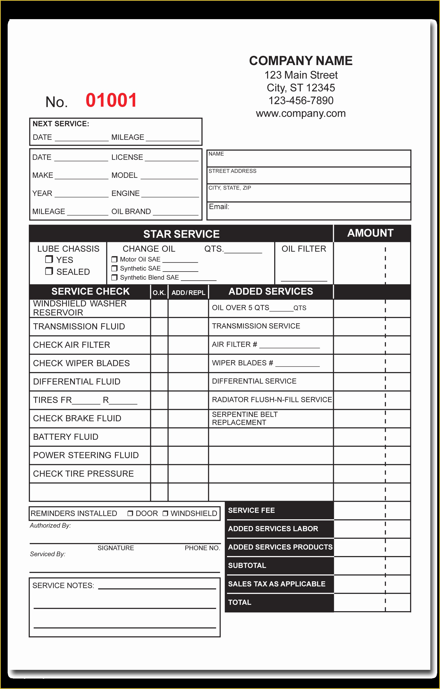 Free Appliance Repair Invoice Template Of Multipart Oil Change forms