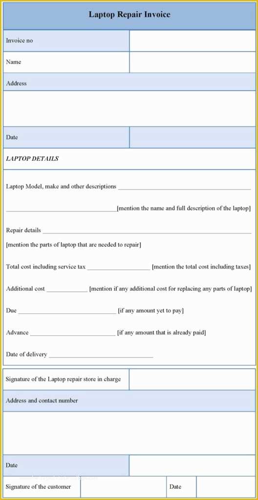 Free Appliance Repair Invoice Template Of Repair Invoices Template Free and Auto Repair Invoice