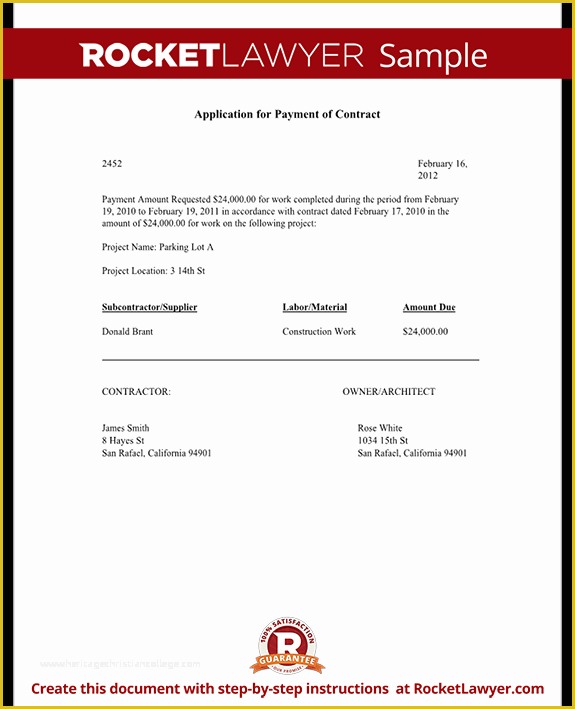 Free Application for Payment Template Of Application for Payment Contract form Template