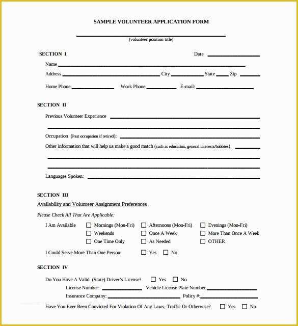 Free Application form Template Of 10 Volunteer Application Template Word Pdf