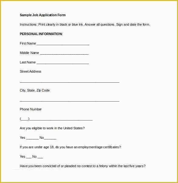 Free Application form Template Of 15 Job Application Templates – Free Sample Example
