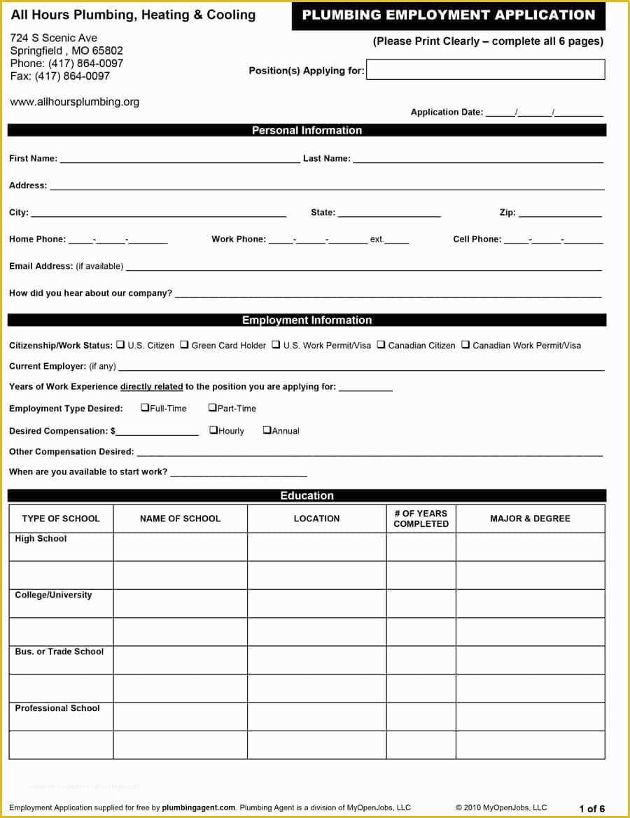 Free Application form Template Of 50 Free Employment Job Application form Templates