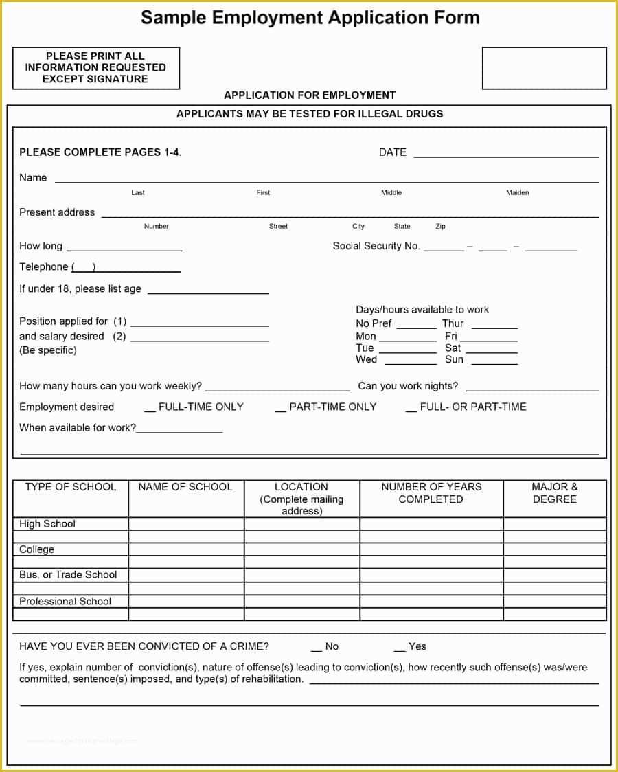 Free Application form Template Of 50 Free Employment Job Application form Templates