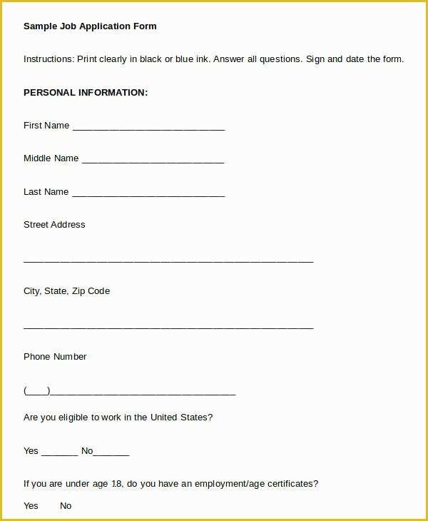 Free Application form Template Of Blank Job Application 8 Free Word Pdf Documents