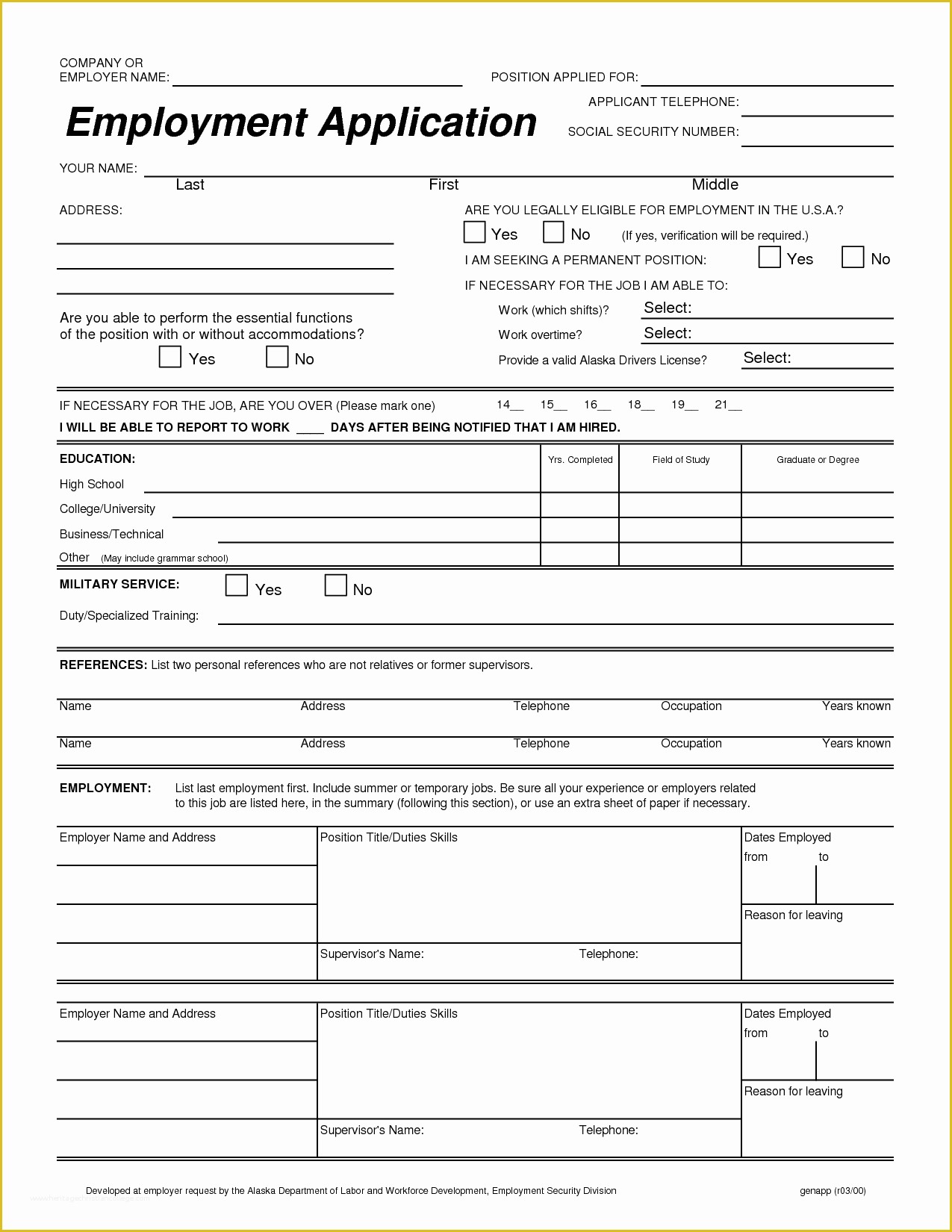 Free Application form Template Of Printable Job Application Templates