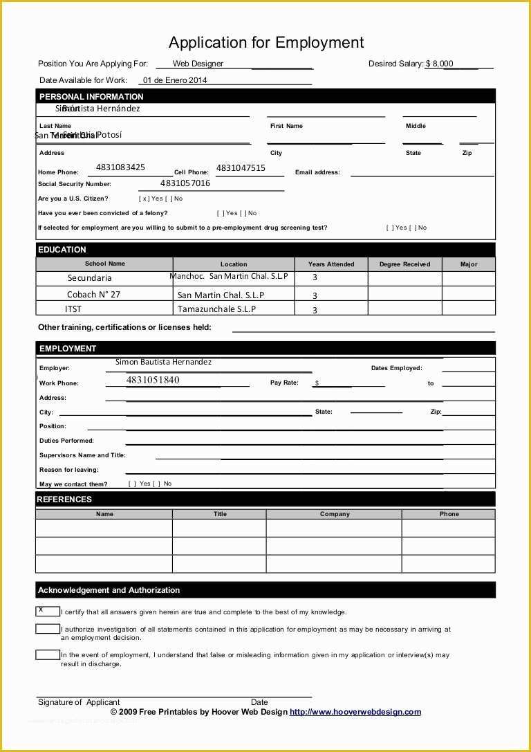 Free Application form Template Of Sample Employment Application form Template