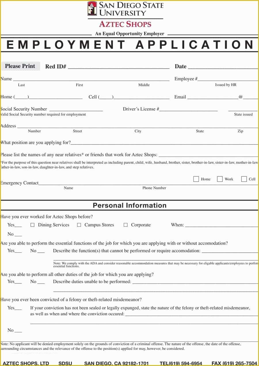 Free Application Template Of 50 Free Employment Job Application form Templates