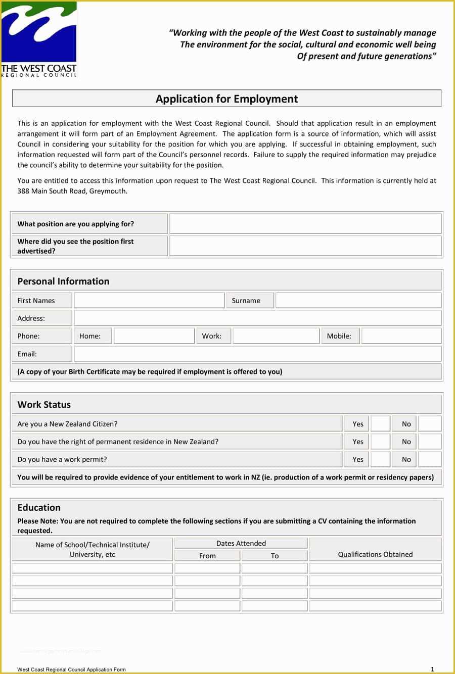 Free Application Template Of 50 Free Employment Job Application form Templates