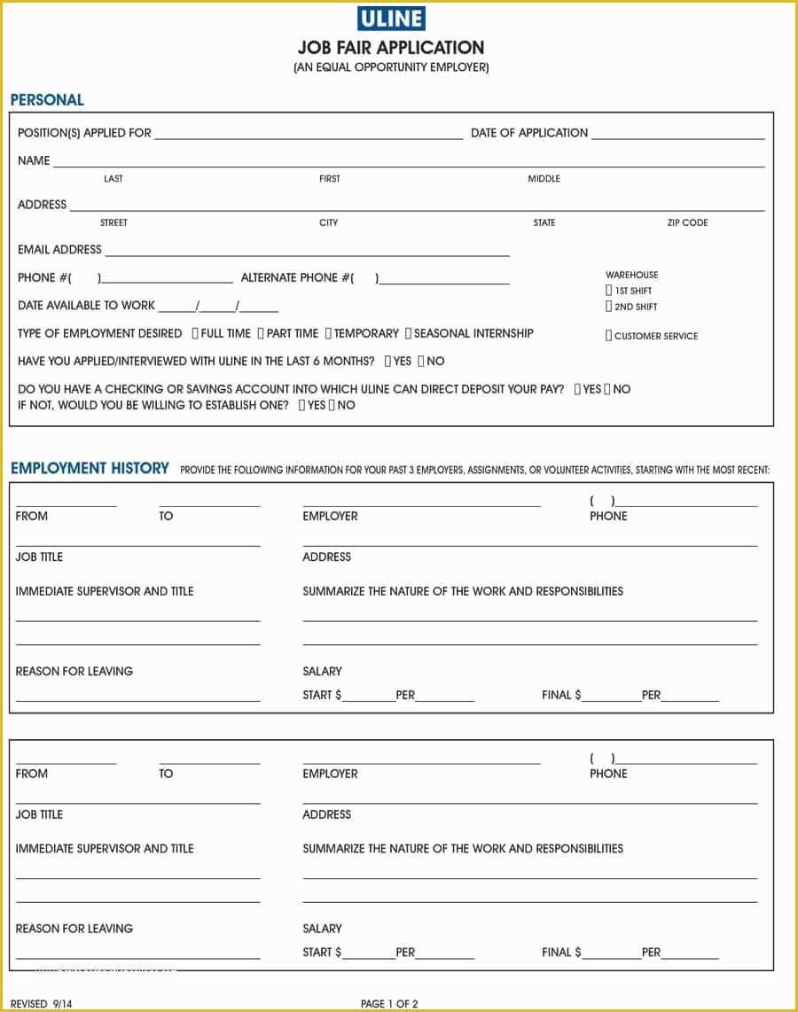 Free Application Template Of 50 Free Employment Job Application form Templates