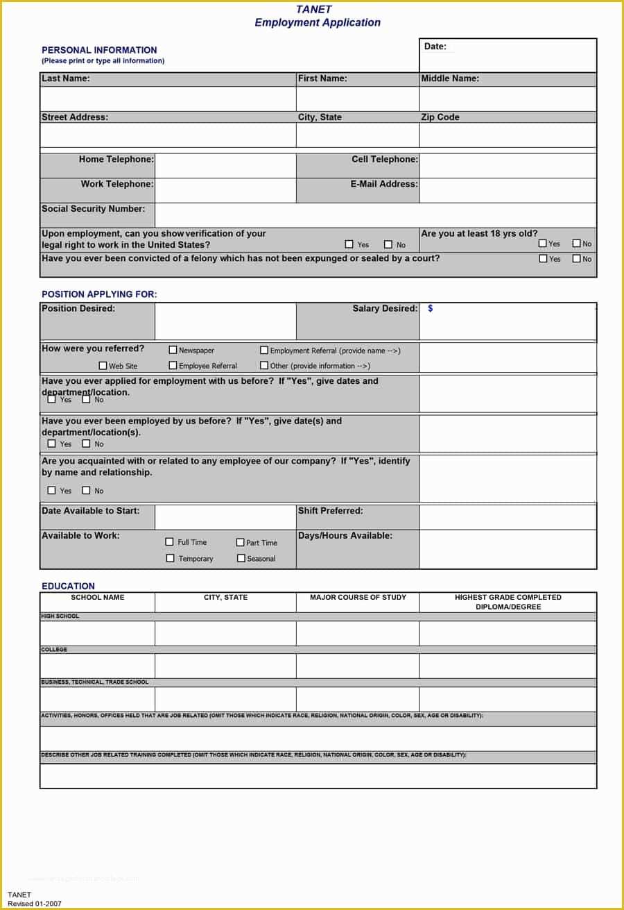 Free Application Template Of 50 Free Employment Job Application form Templates