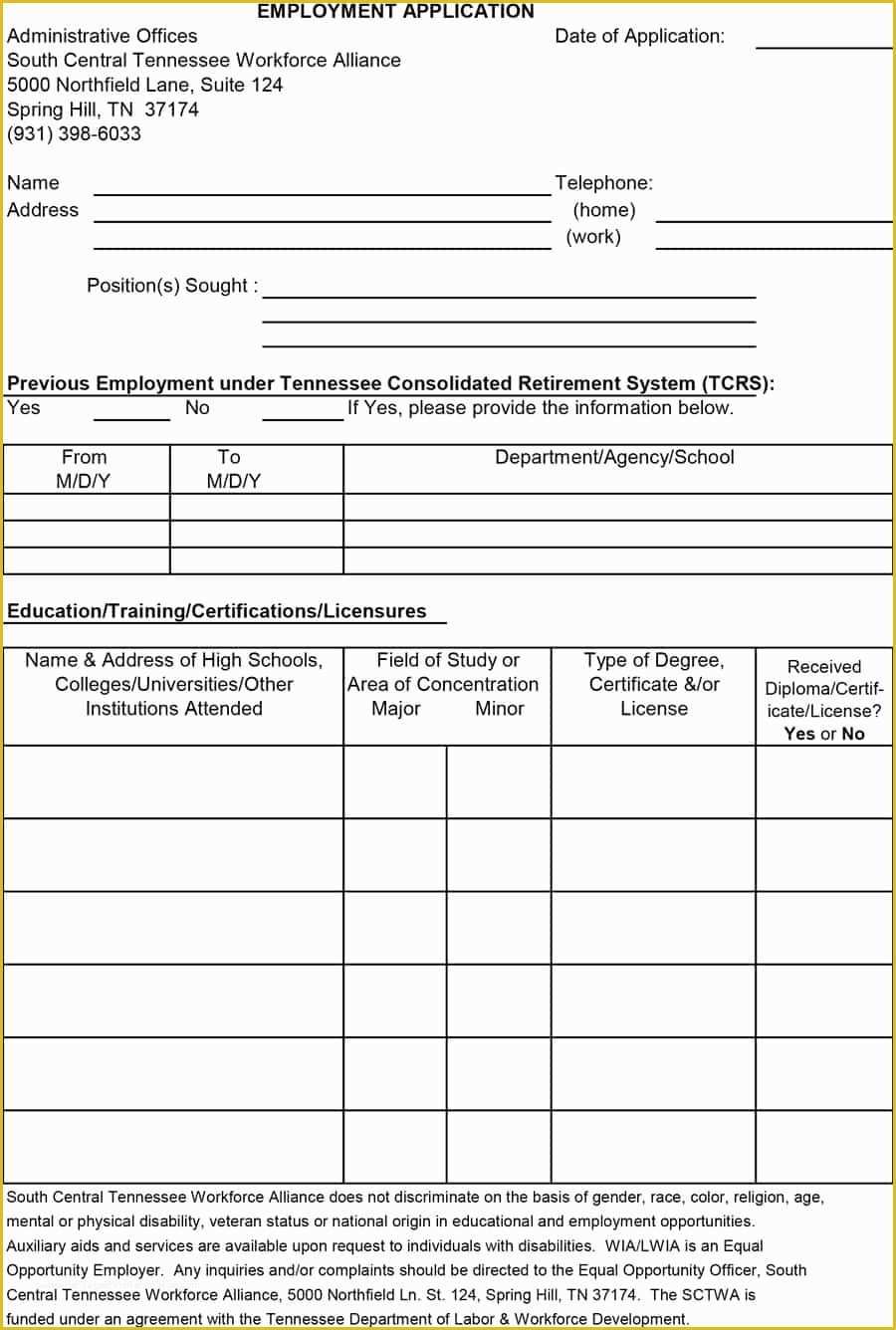 Free Application Template Of 50 Free Employment Job Application form Templates