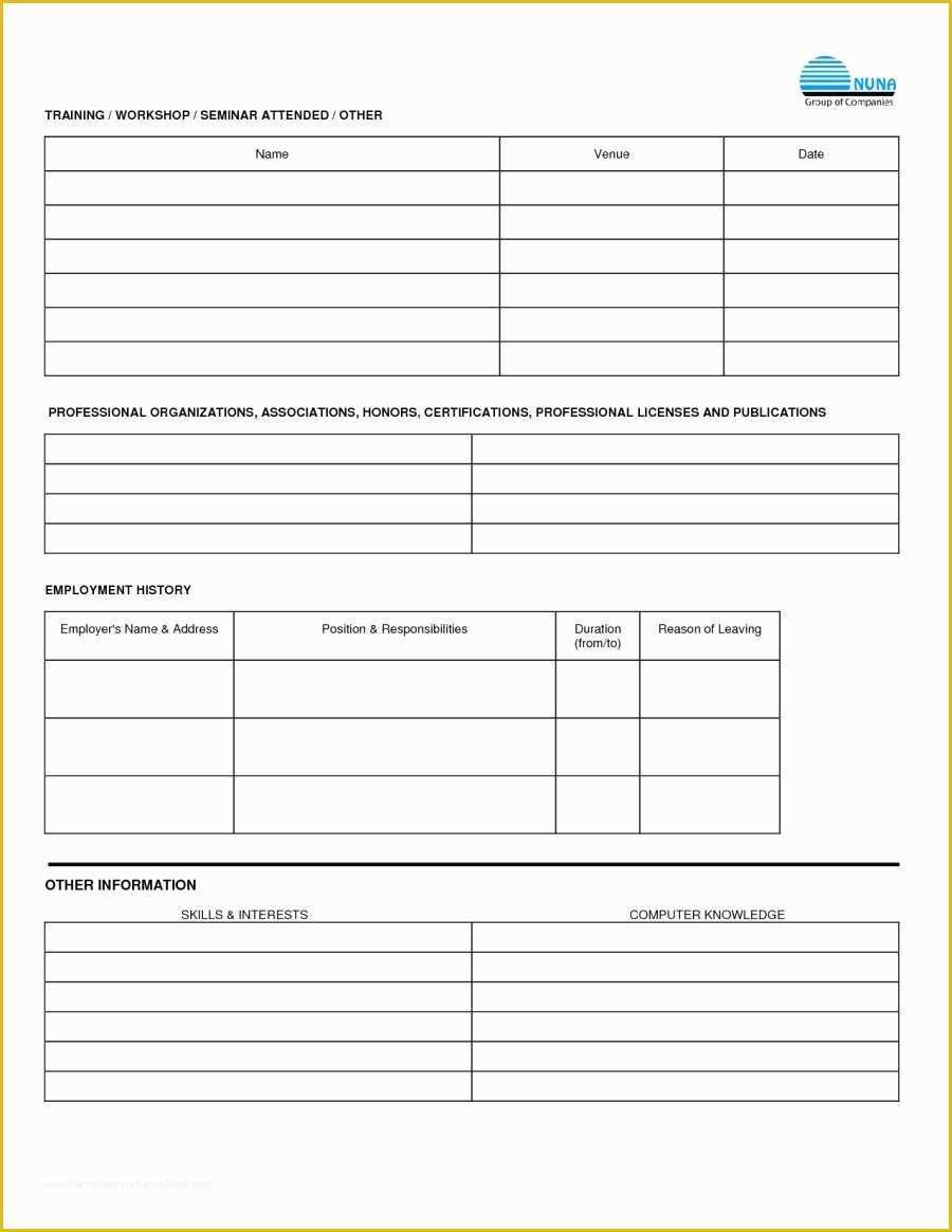 Free Application Template Of Free Employment Applications to Print