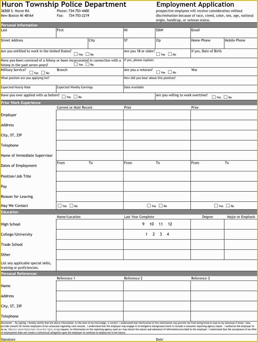 Free Application Template Of Free Job Application Template