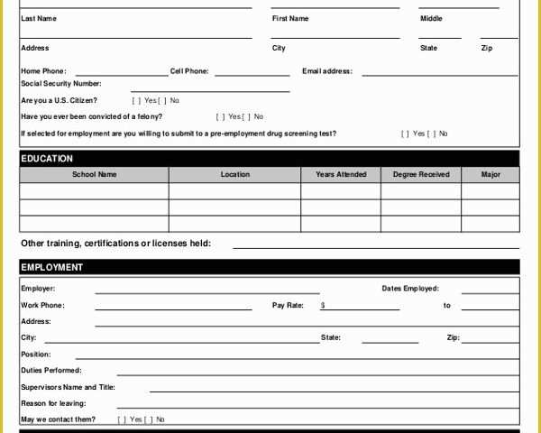 Free Application Template Of Job Application form Template Free 9 Application