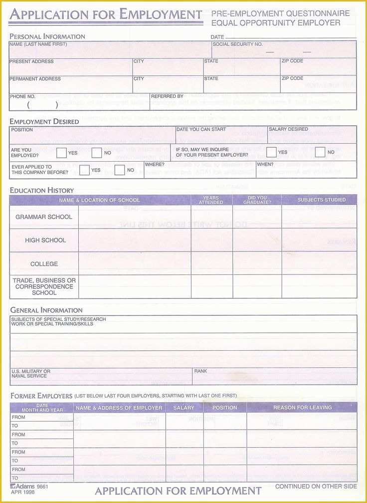 Free Application Template Of Standard Job Application with Emergency Contact form