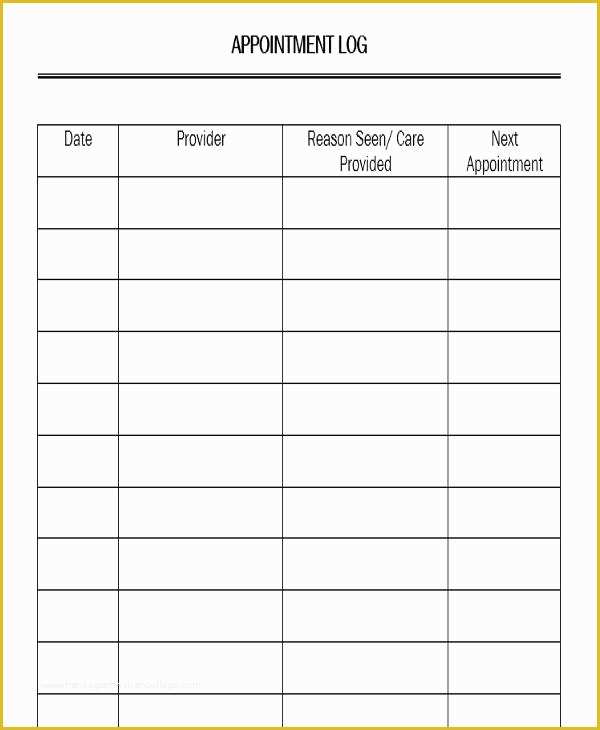 Free Appointment form Template Of 52 Printable Log Sheet Templates