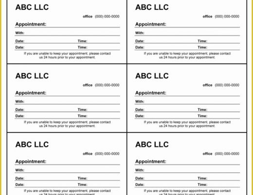 Free Appointment form Template Of Appointment Card Template for Word