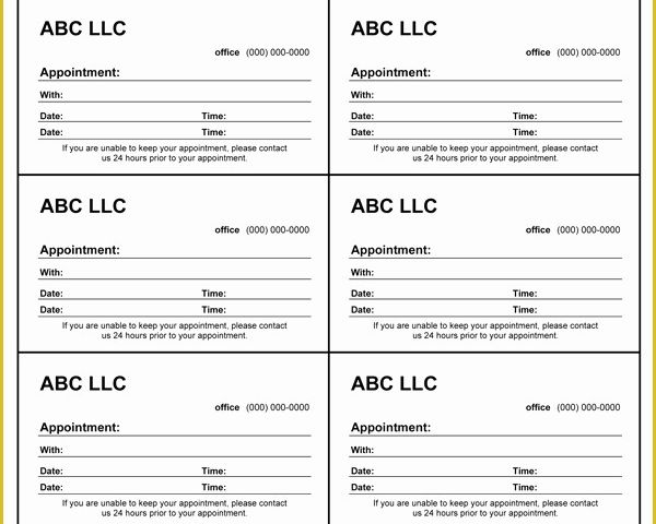 Free Appointment form Template Of Appointment Card Template for Word
