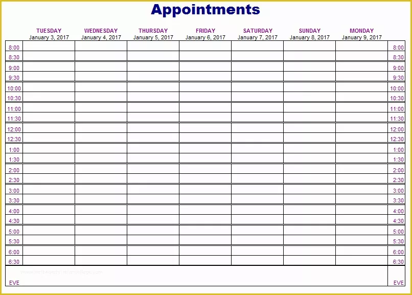 Free Appointment form Template Of Appointment Schedule Template 5 Free Templates