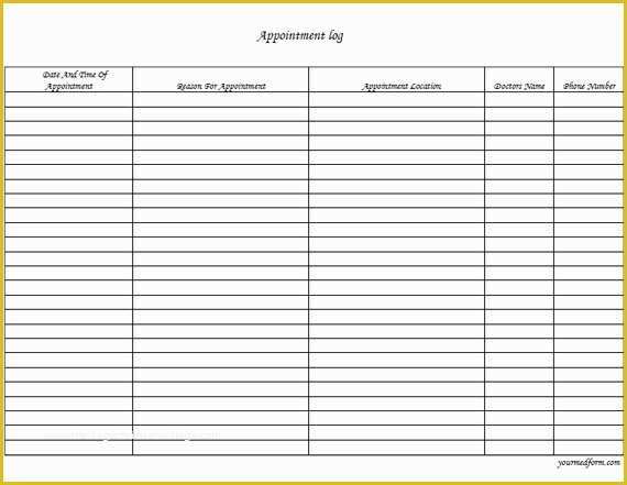 Free Appointment form Template Of Fillable Appointment Log Pdf Digital Health forms