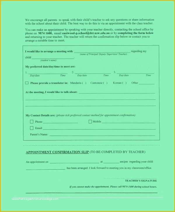 Free Appointment form Template Of Sample Appointment Slip Template 7 Free Documents