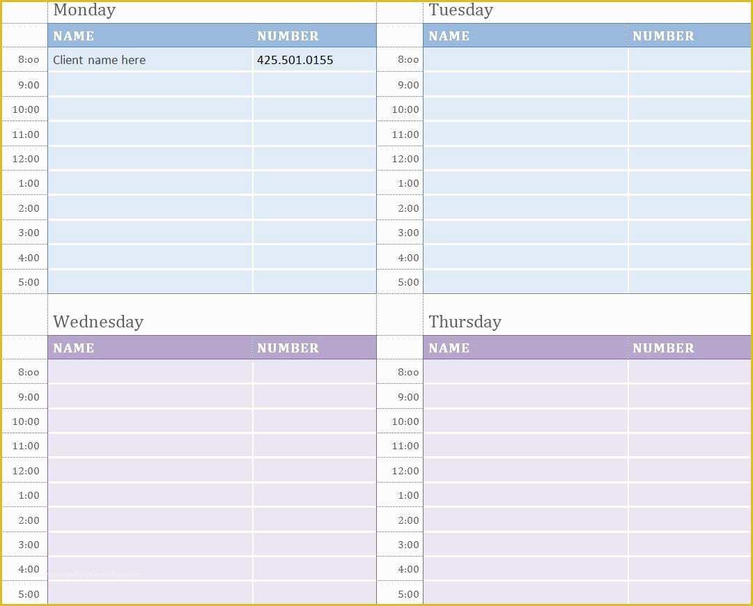 Free Appointment form Template Of Weekly Appointment Calendar