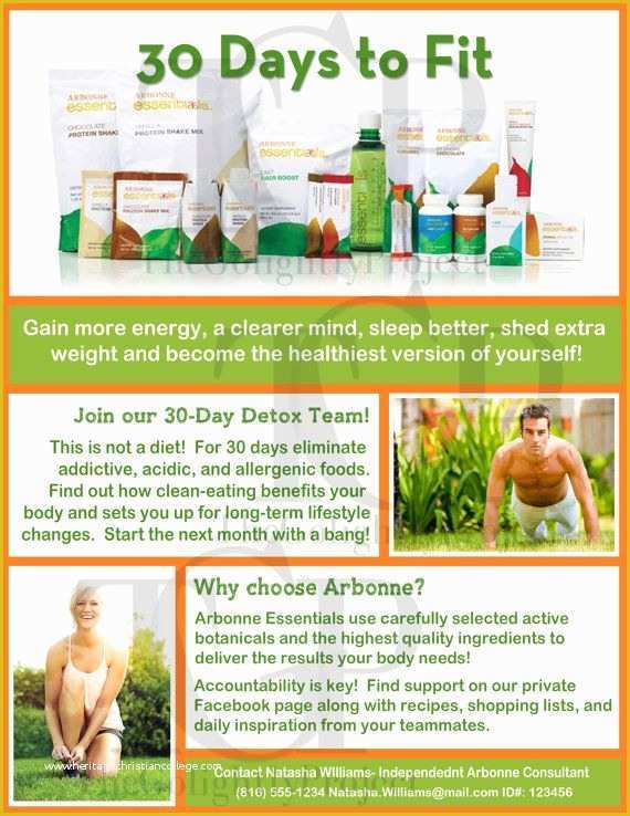 Free Arbonne Flyer Templates Of 30 Days to Fit Flyer with Your Contact Info by