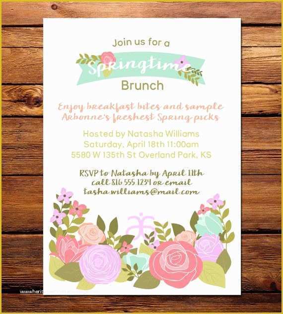 Free Arbonne Flyer Templates Of Arbonne Spring Brunch Invitation 5x7 Digital File