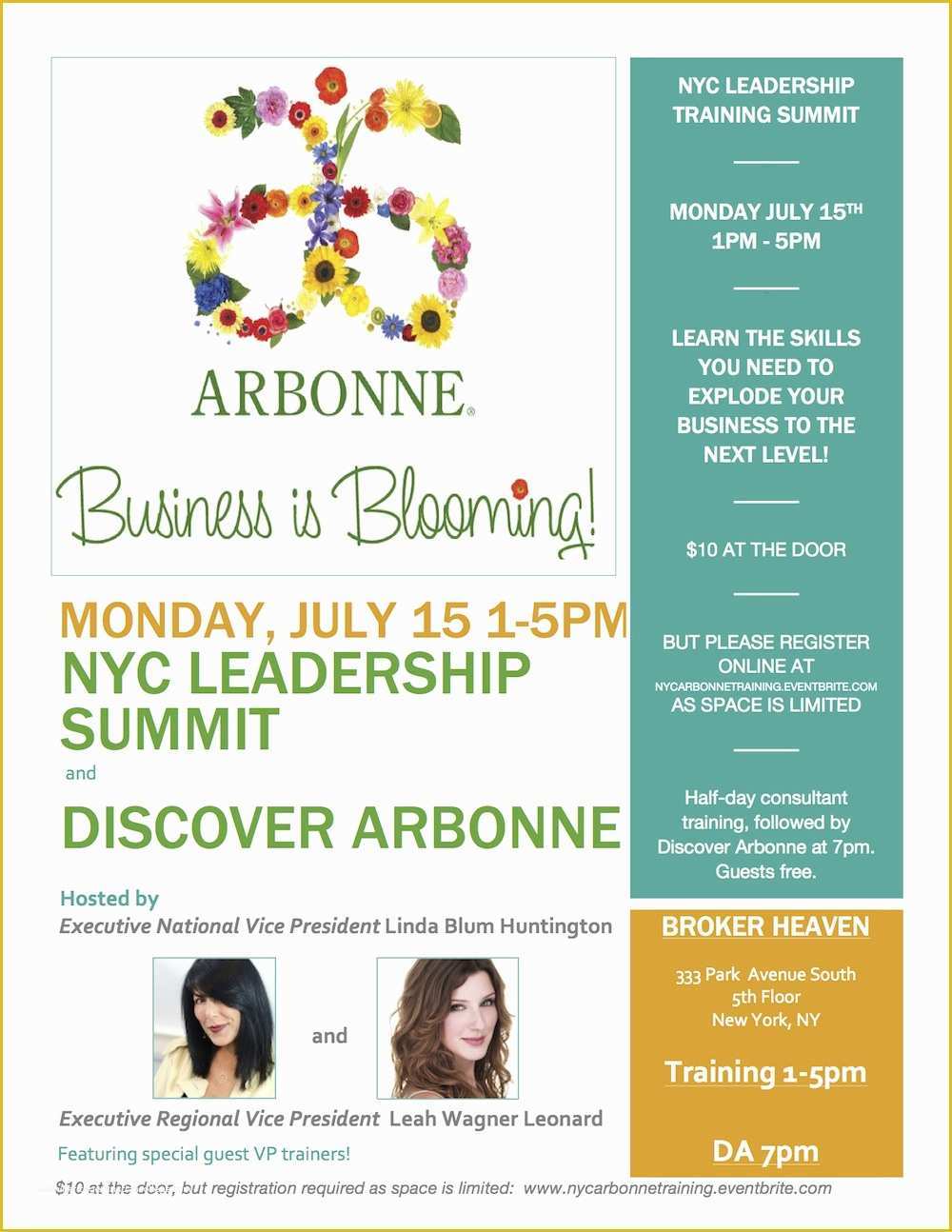 Free Arbonne Flyer Templates Of Nyc Arbonne Leadership Training Summit Tickets Mon Jul