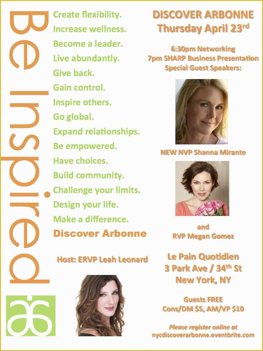 Free Arbonne Flyer Templates Of Nyc Discover Arbonne Tickets Thu Apr 23 2015 at 6 30 Pm