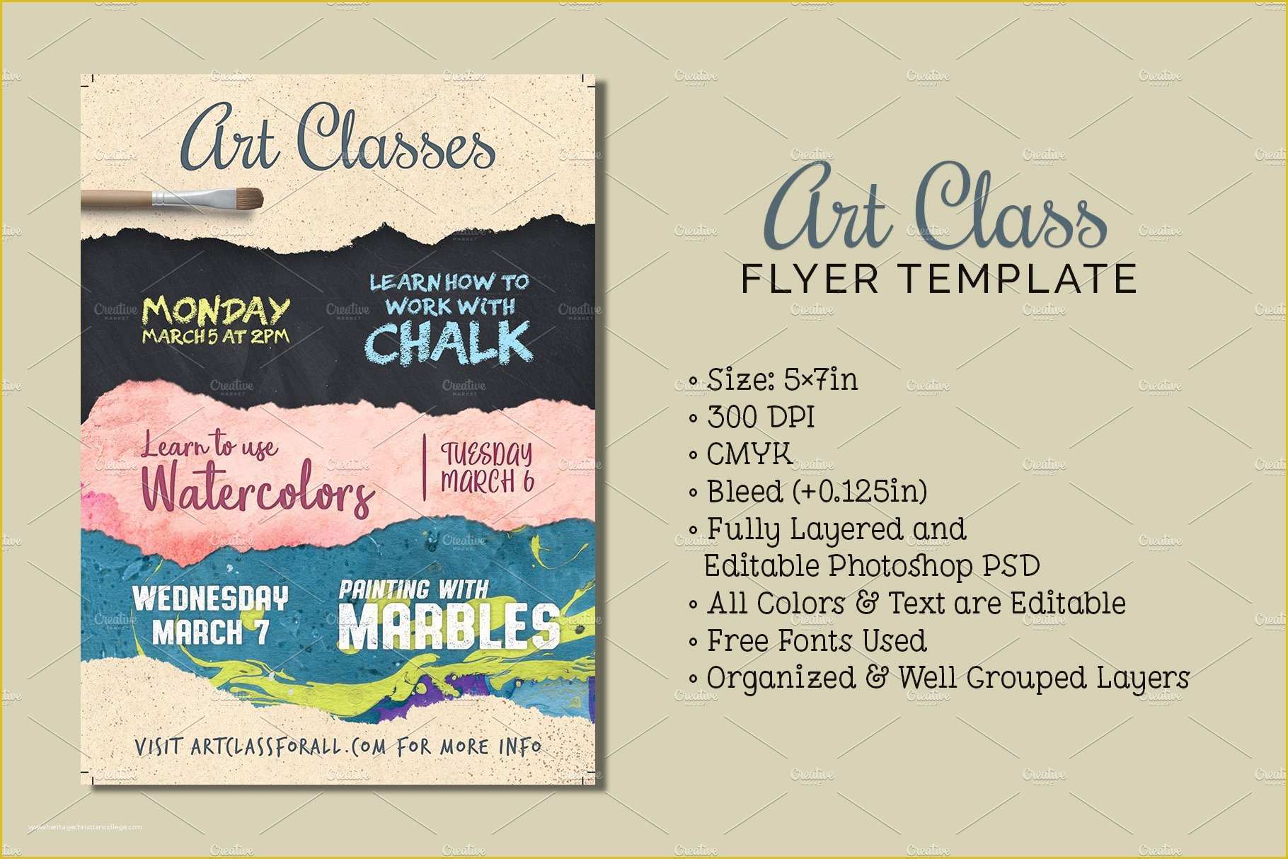 Free Art Class Flyer Template Of Art Class Flyer Template Flyer Templates Creative Market