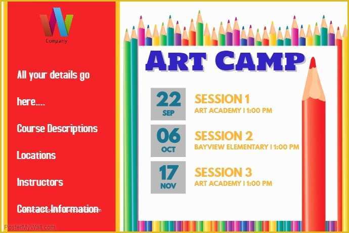 Free Art Class Flyer Template Of Art Summer Camp Art Class Daycare Poster event Flyer