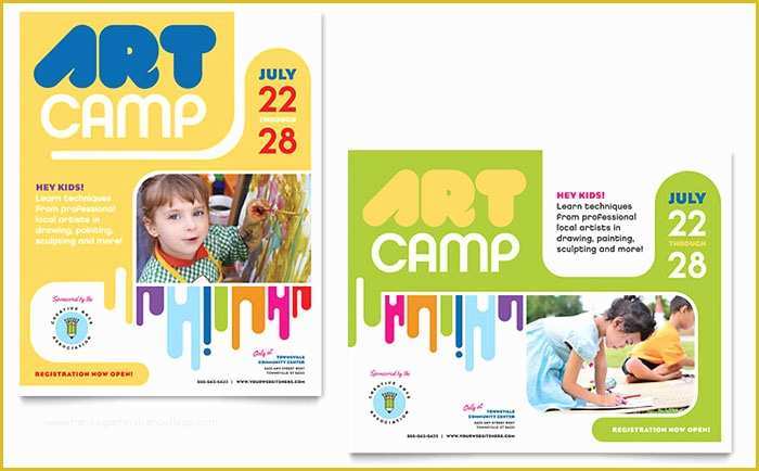 Free Art Class Flyer Template Of Kids Art Camp Poster Template Word &amp; Publisher