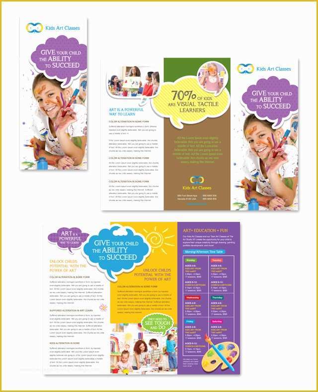 Free Art Class Flyer Template Of Kids Art Classes Tri Fold Brochure Template