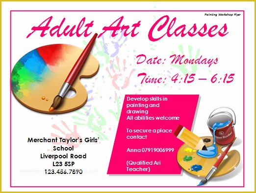 Free Art Class Flyer Template Of Painting Workshop Flyer Template Microsoft Word Templates