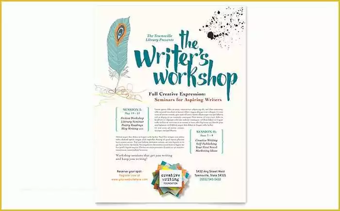 Free Art Class Flyer Template Of Writer S Workshop Flyer Template Design