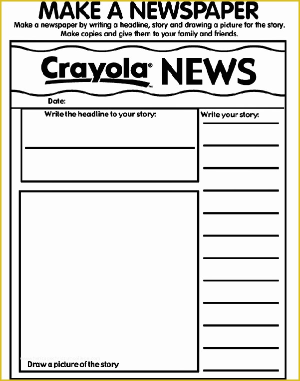 Free Article Writing Template Of My Newspaper Coloring Page