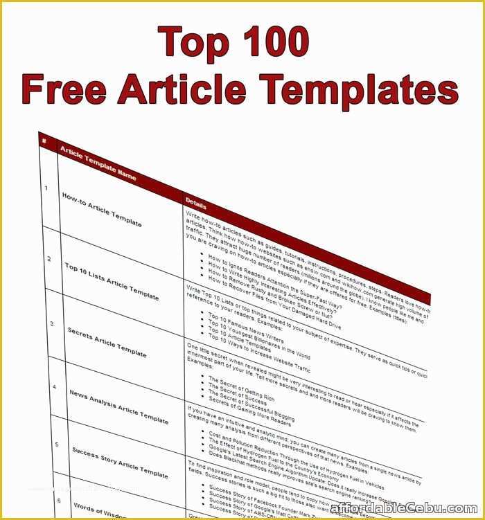 Free Article Writing Template Of top 100 Free Article Templates Ultimate List