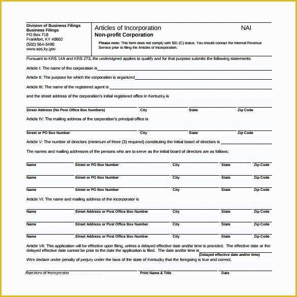 Free Articles Of organization Template Of 9 Sample Articles Of Incorporations