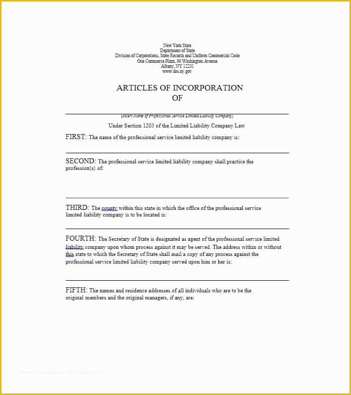 Free Articles Of organization Template Of Articles Of Incorporation 47 Templates for Any State