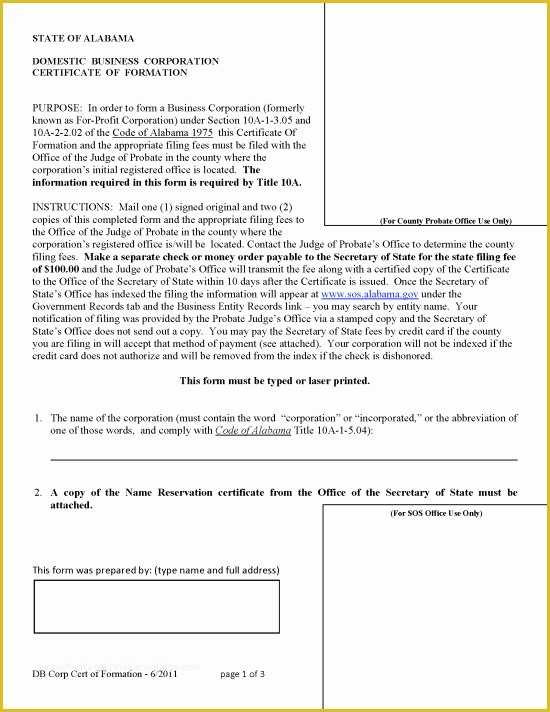 Free Articles Of organization Template Of Free Alabama Domestic Profit Articles Of Incorporation